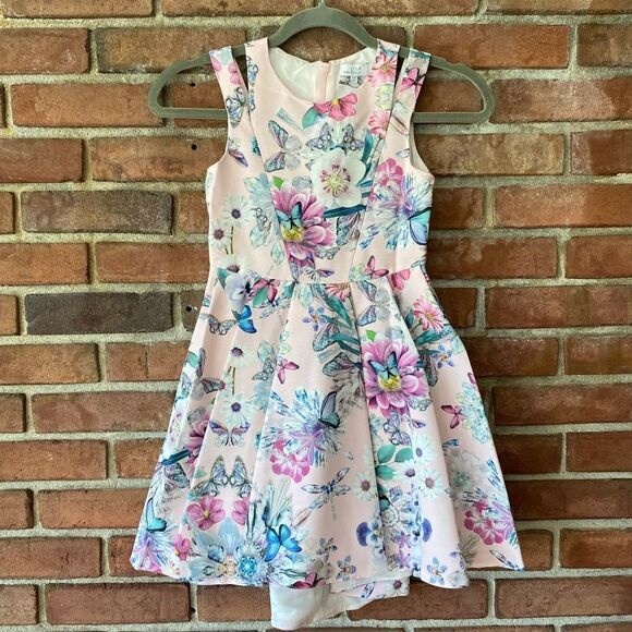 Lola & Maverick Debenhams Lyg Ks Ottoman Floral Butterfly Dress Age 8 - Picture 1 of 16